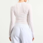 SKIMS Women's Sheer Cotton Long Sleeve T-Shirt in Snow