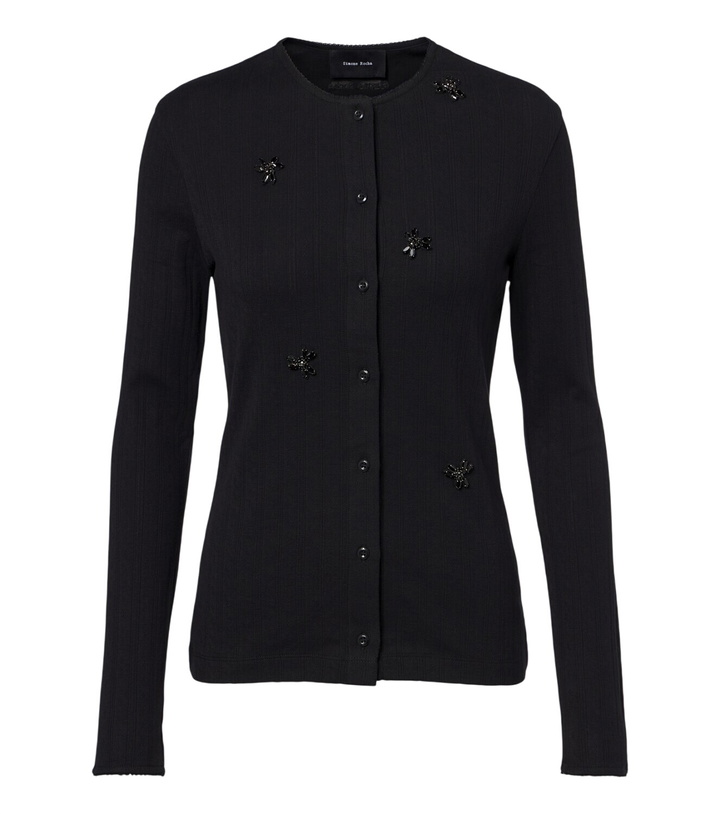 Photo: Simone Rocha Embellished pointelle cotton cardigan
