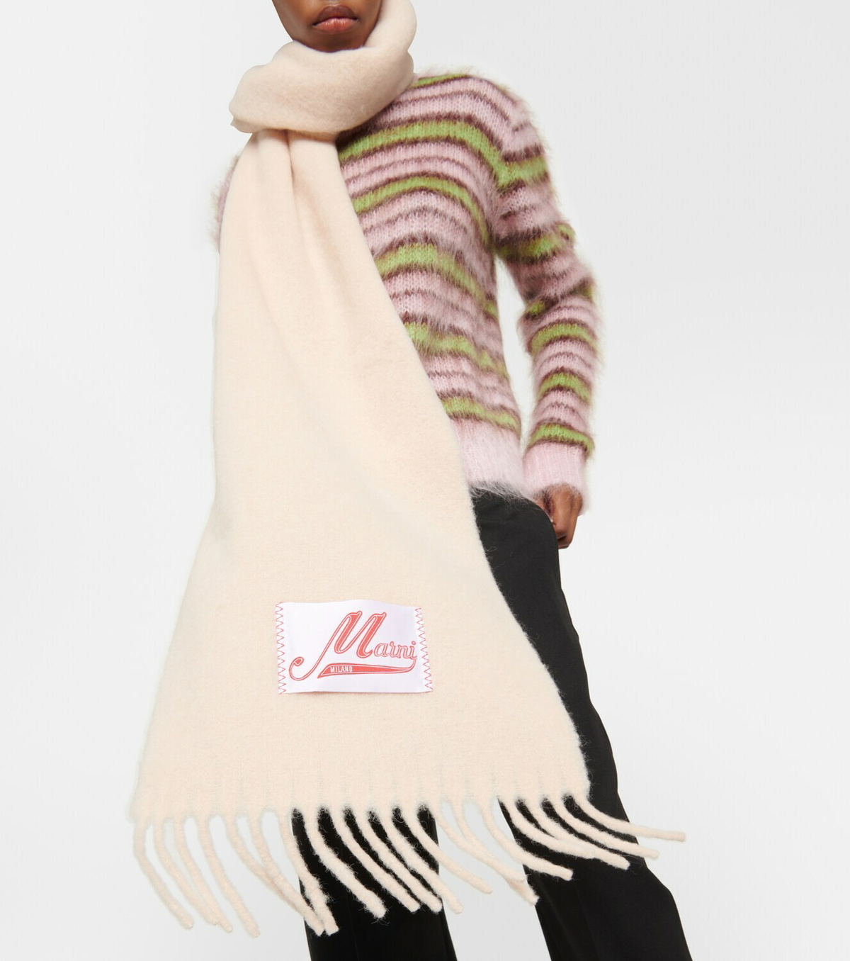 Marni Striped alpaca-blend scarf