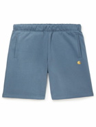 Carhartt WIP - Chase Straight-Leg Logo-Embroidered Cotton-Blend Jersey Shorts - Blue