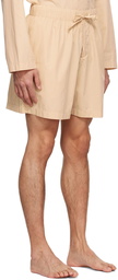 Tekla Beige Organic Cotton Pyjama Shorts