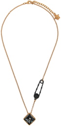 Versace Gold & Blue Safety Pin Necklace