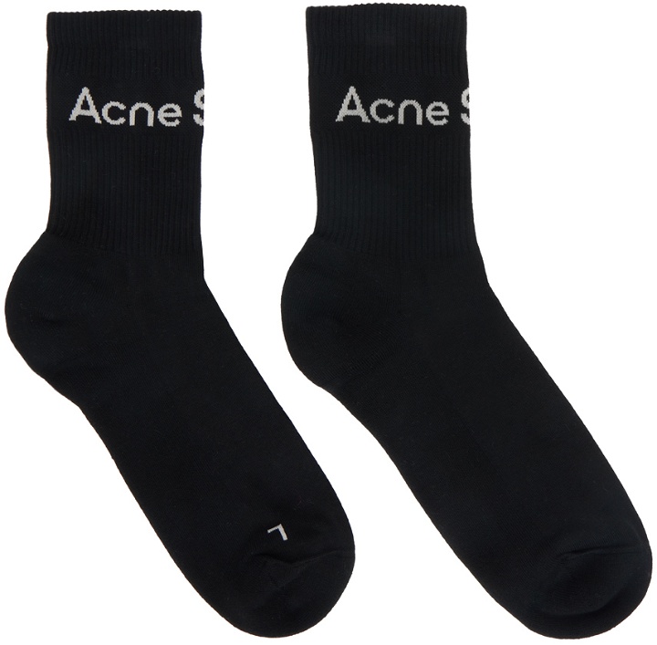 Photo: Acne Studios Black Ribbed Logo Socks
