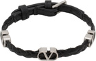 Valentino Garavani Black VLogo Signature Braided Calfskin Bracelet