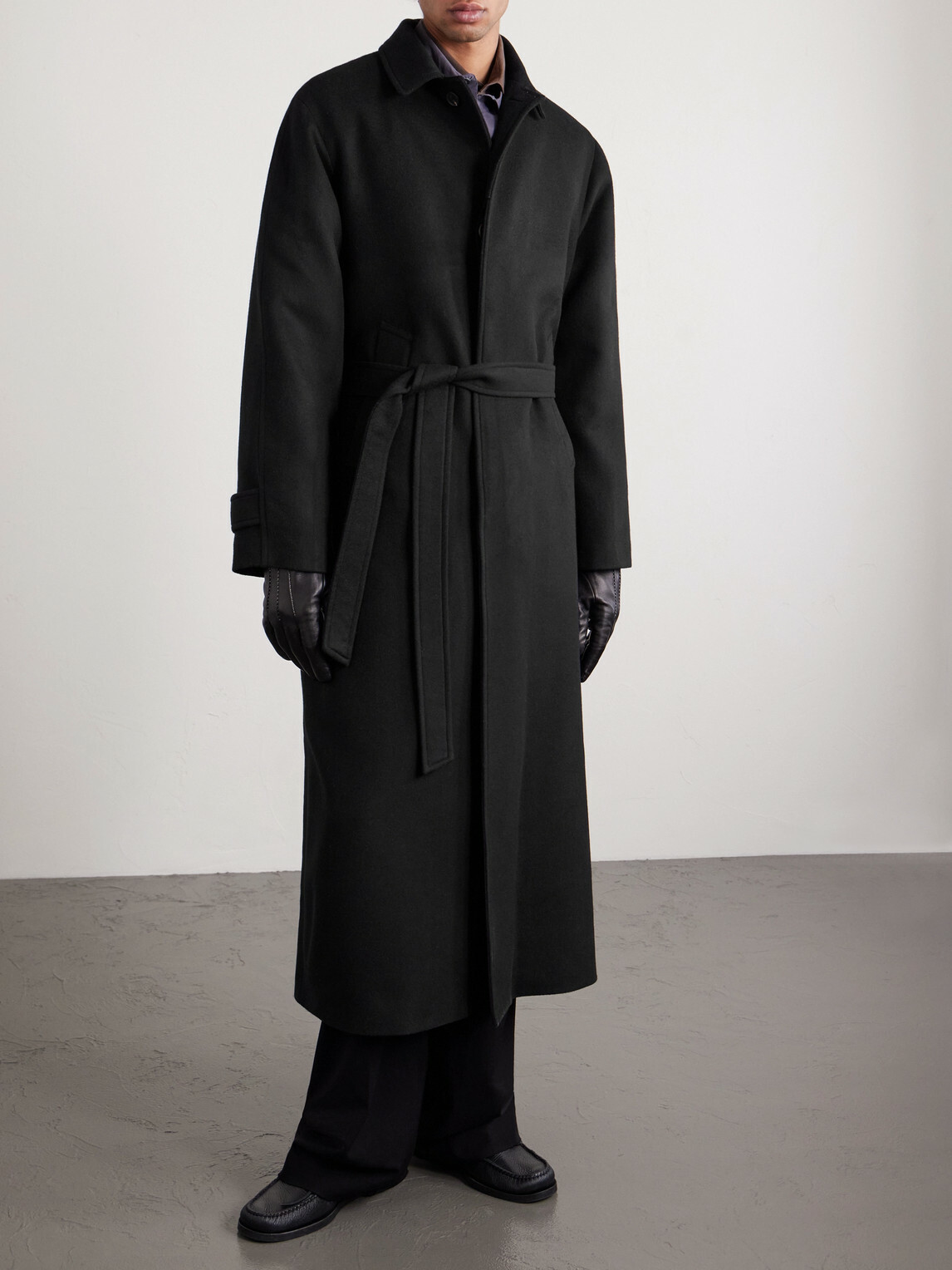 Saman Amel - Belted Wool Overcoat - Black