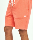 Brooks Brothers Men's Stretch Sueded Cotton Jersey Sweat Shorts | Bright Orange