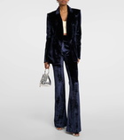 Galvan Sculpted high-rise velvet straight pants