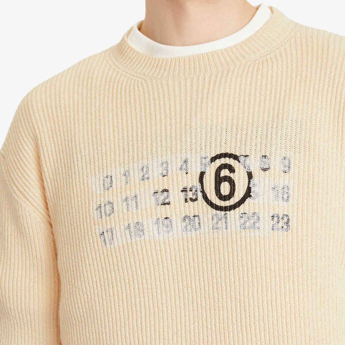 MM6 Maison Margiela Men's Logo Knit in Cream