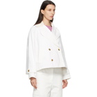 Lanvin White Denim Gold Button Double-Breasted Jacket