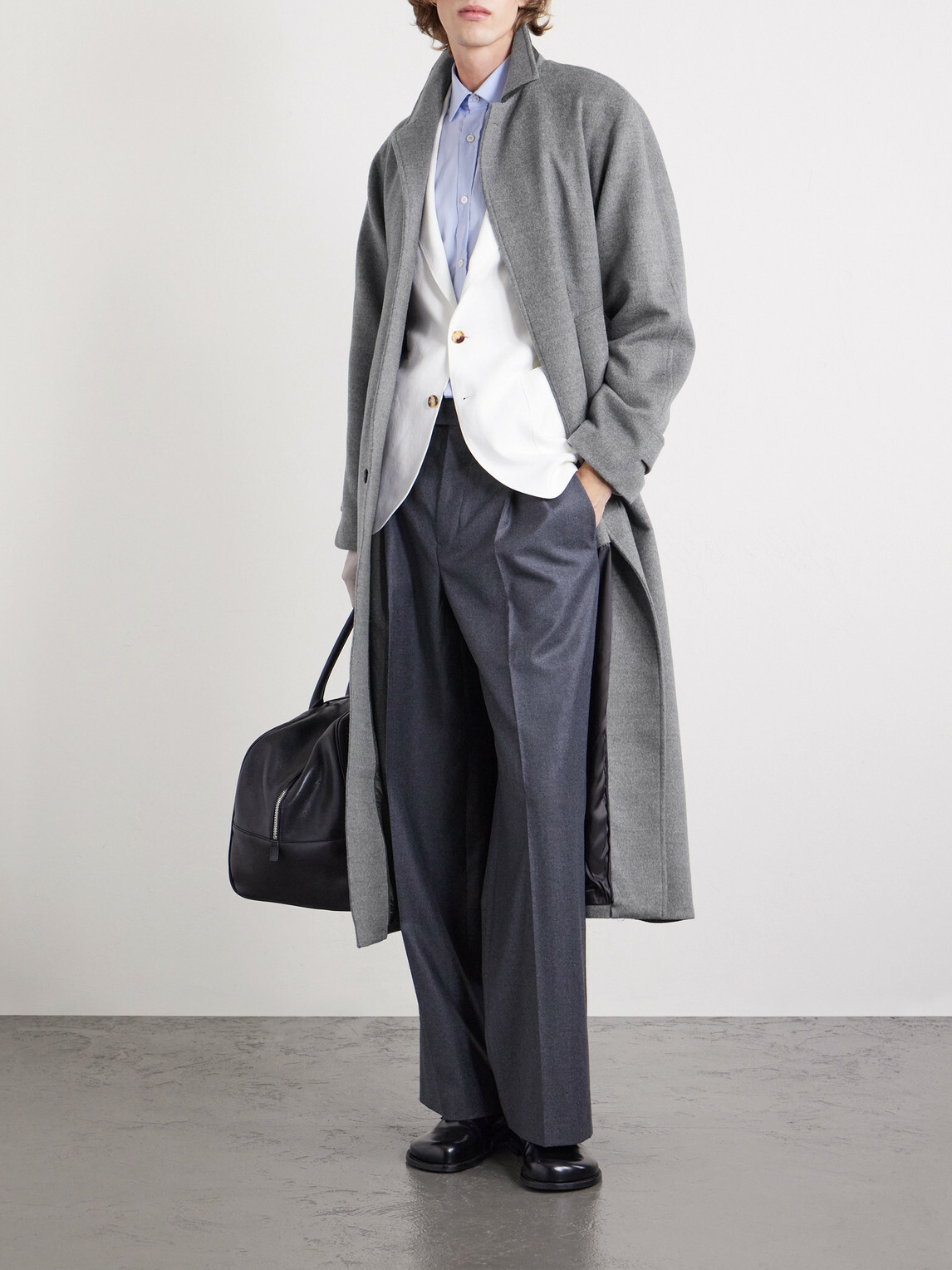 Saman Amel - Belted Wool Overcoat - Gray