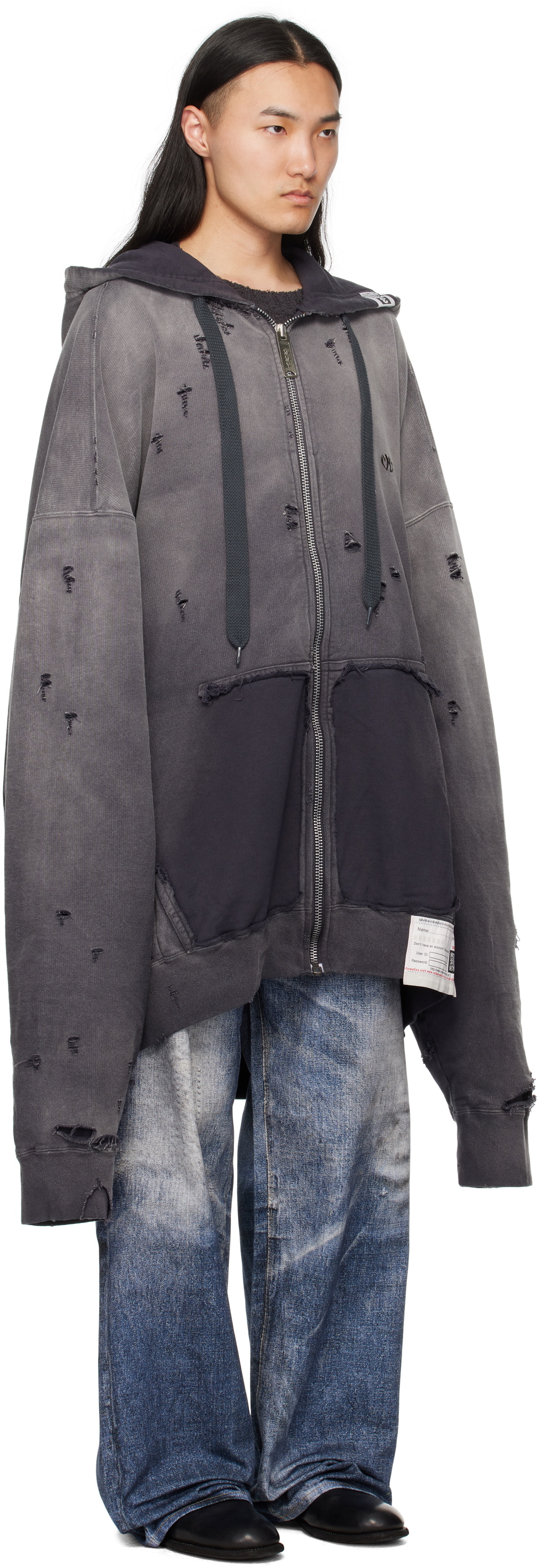 トップス MIHARA FARFETCH | Grey | Hoodie triple-layered YASUHIRO MIHARA Maison Hoodie Back Wide 21AW YASUHIRO トップス