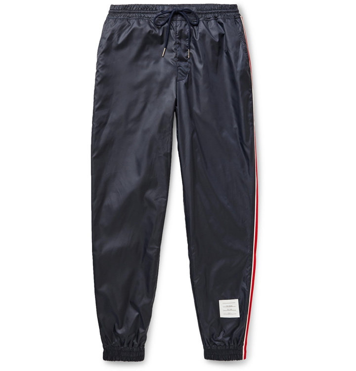 Photo: Thom Browne - Tapered Grosgrain-Trimmed Ripstop Track Pants - Blue