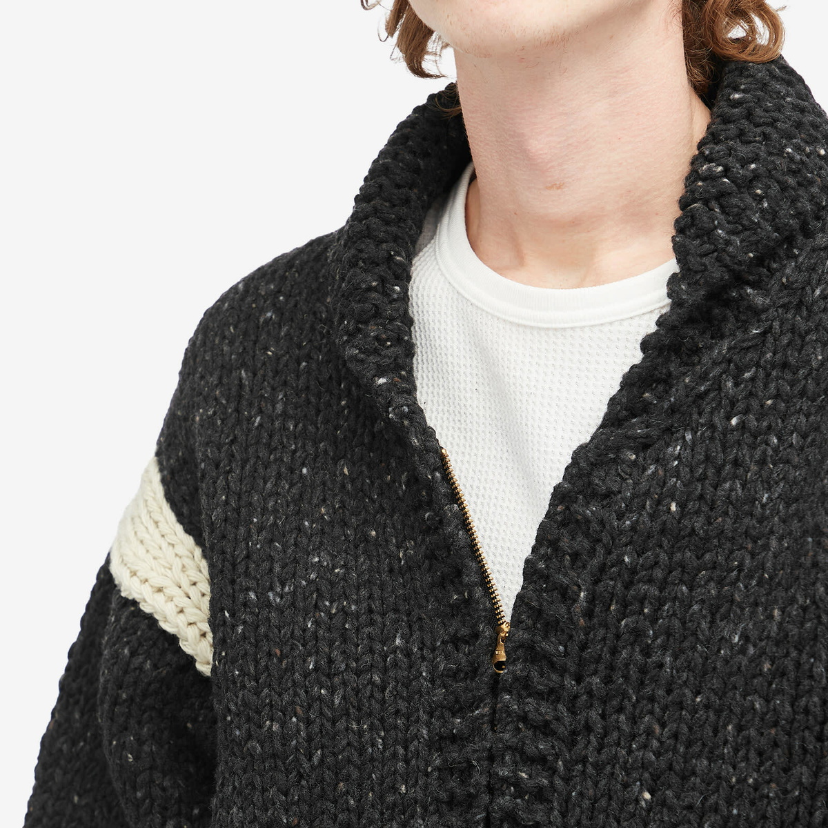 Visvim Men's Cowichan Hand Knit Cardigan in Black Visvim