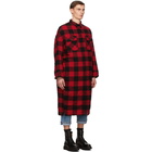 R13 Red and Black Check Long Overshirt Coat