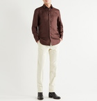 Brioni - Printed Silk-Twill Shirt - Brown