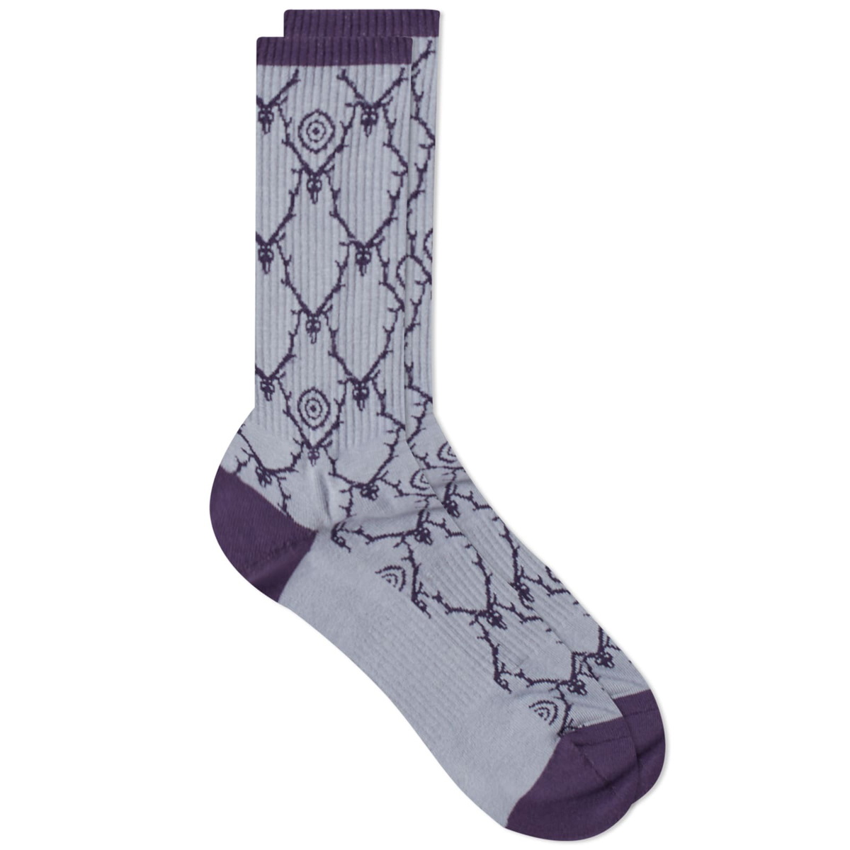 South2 West8 Men's Skull & Target Sock in Light Grey South2 West8