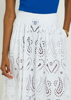 Etro Pleated Embroidered Cotton-blend Midi Skirt White