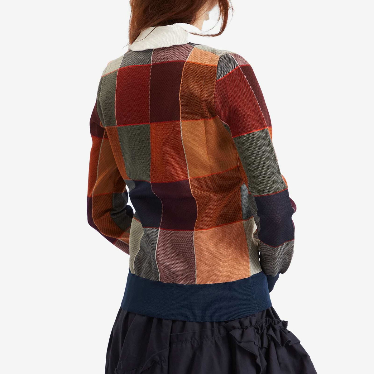 TOGA ARCHIVES Women's TOGA Check Knit Polo Shirt in Dark Red