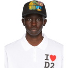 Dsquared2 Black Gabardine Patches Cap