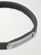 SAINT LAURENT - Leather and Palladium Bracelet - Black
