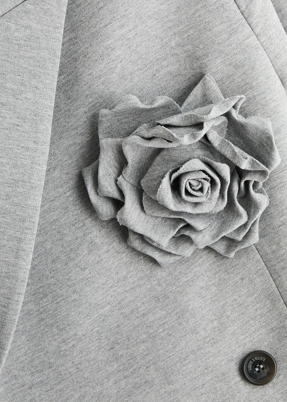 Giuseppe DI Morabito Flower-embellished Double-breasted Jersey Blazer Grey