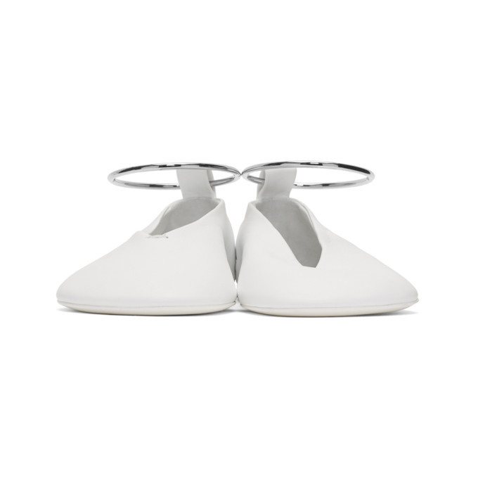 Jil Sander White Ankle Cuff Ballerina Flats Jil Sander