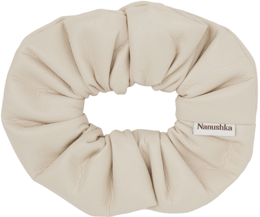 Nanushka Off-White Lou Vegan Leather Scrunchie
