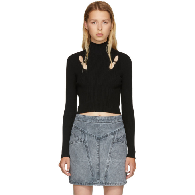 Versus Black Cut-Out Cropped Turtleneck Versus