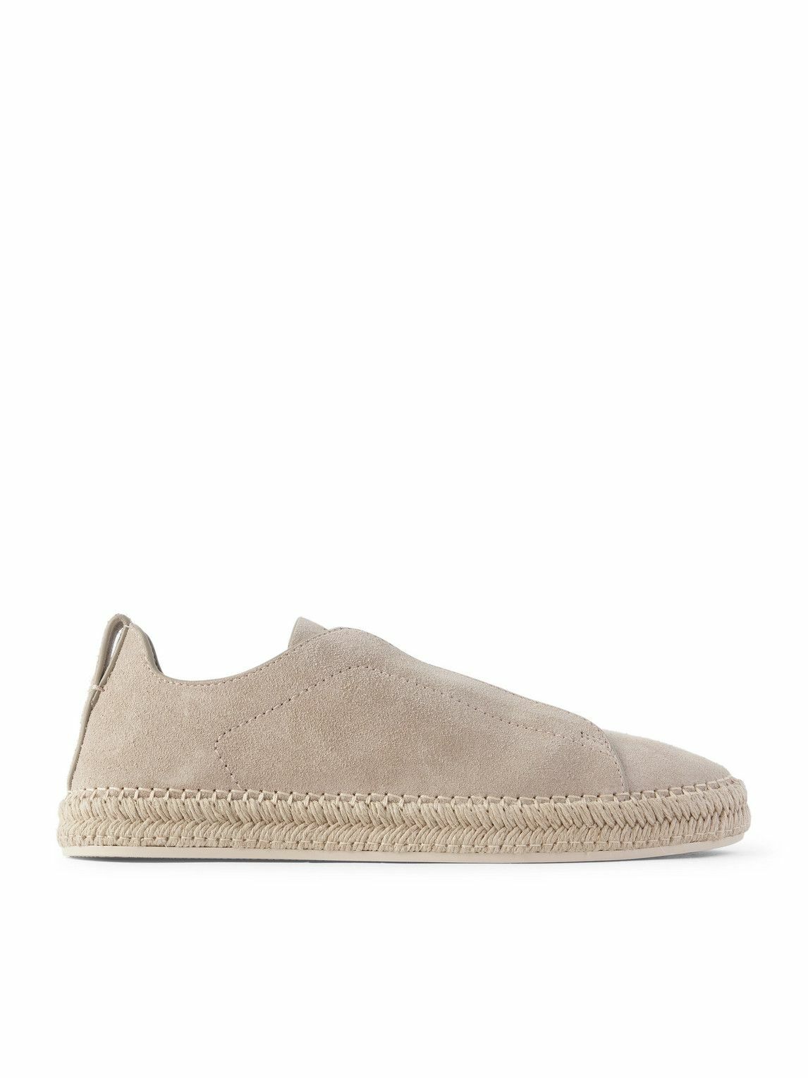 Zegna - Triple Stitch™ Leather-Trimmed Suede Slip-On Sneakers - Neutrals