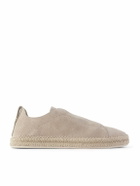 Zegna - Triple Stitch™ Leather-Trimmed Suede Slip-On Sneakers - Neutrals