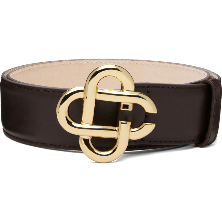 Photo: Casablanca Brown Classic Leather CC Logo Belt