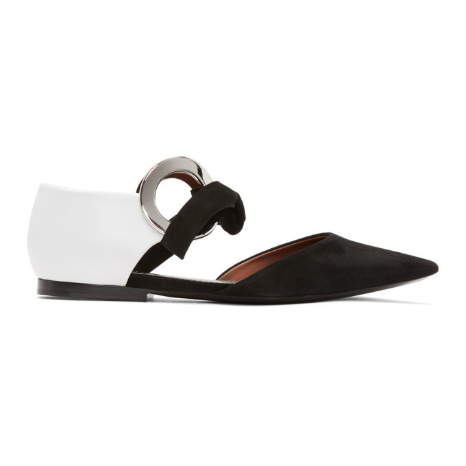 Proenza Schouler Black Suede and Leather Grommet Dorsay Flats