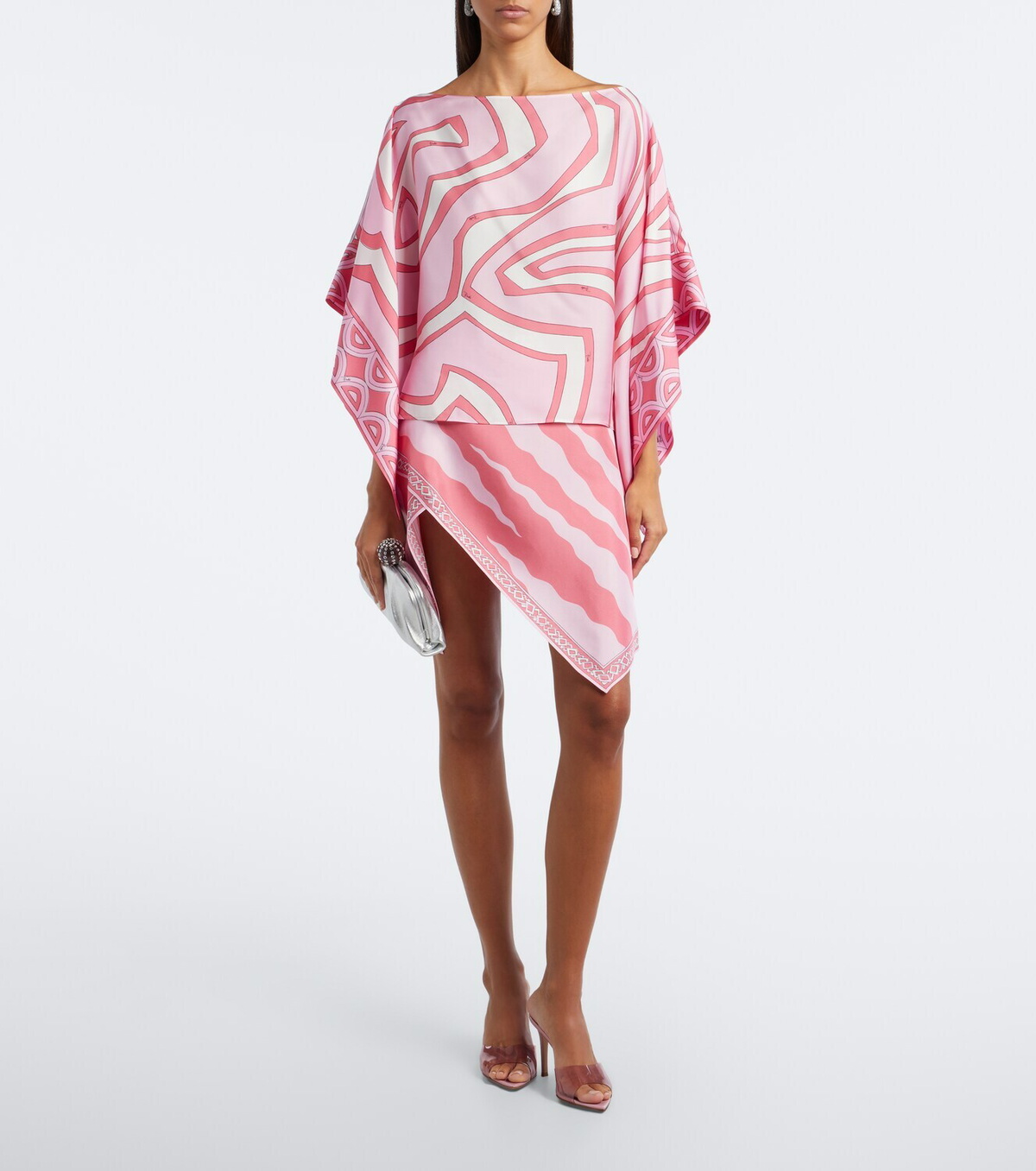 Pucci Fiamme asymmetric silk twill skirt
