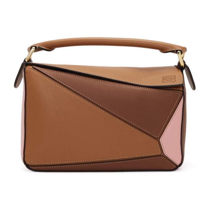 Loewe Tan and Pink Small Puzzle Bag Loewe