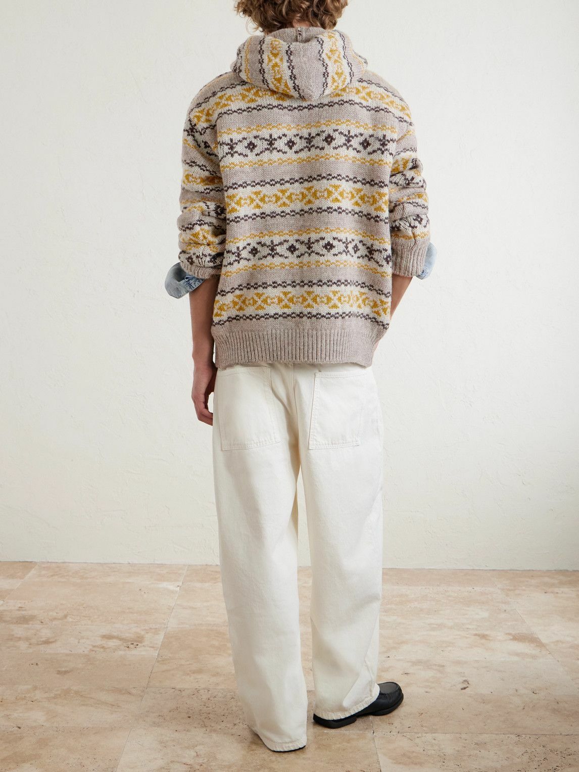 KAPITAL - Yellowknife Fair Isle Wool Hoodie - Yellow