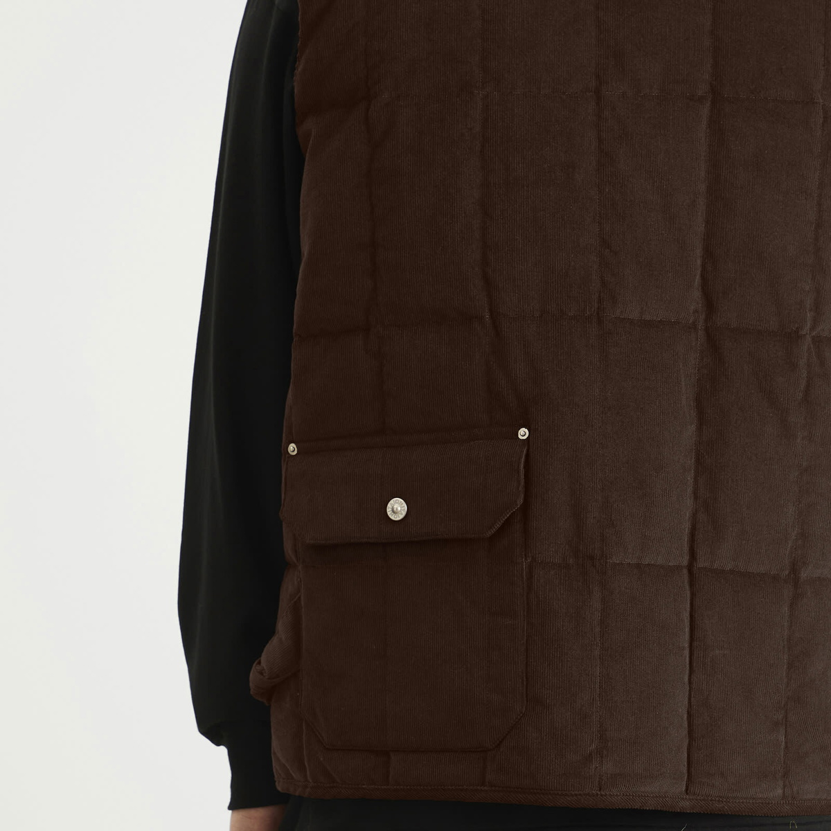 Taion Men's Work V-Neck Button Down Vest in Dark Brown