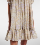 Chloé Floral ruffled silk charmeuse minidress