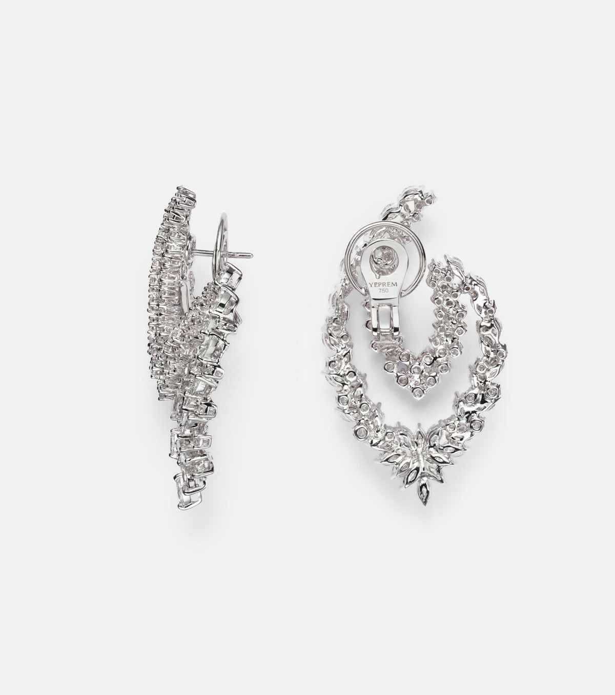 Yeprem Y-Couture 18kt white gold drop earrings with diamonds