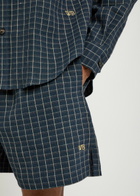Wales Bonner Sunday Logo Checked Stretch-linen Shorts Multicoloured 1