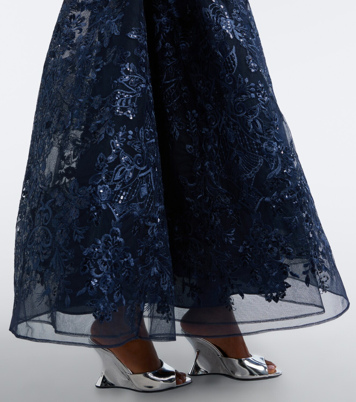 Elie Saab Sequined lace bustier gown