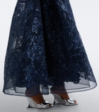 Elie Saab Sequined lace bustier gown