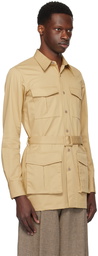 Dries Van Noten Beige Belted Utility Shirt