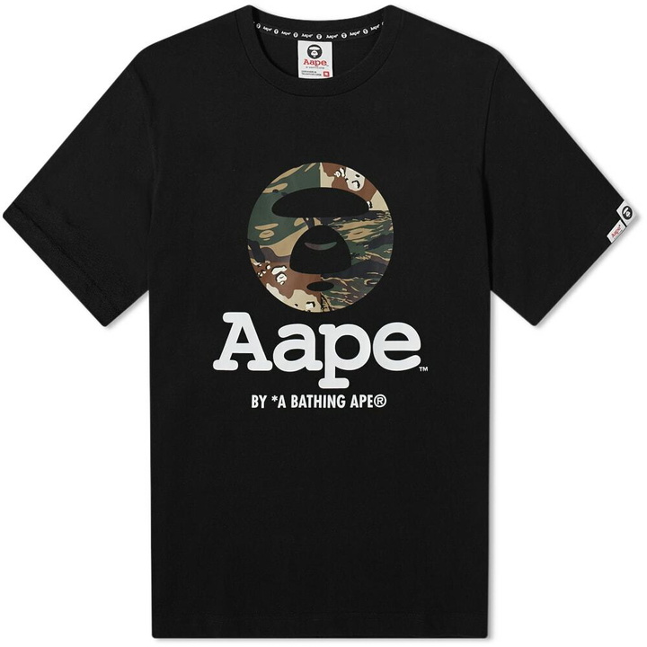 Photo: Men's AAPE Mix Camo Moon Face OG T-Shirt in Black