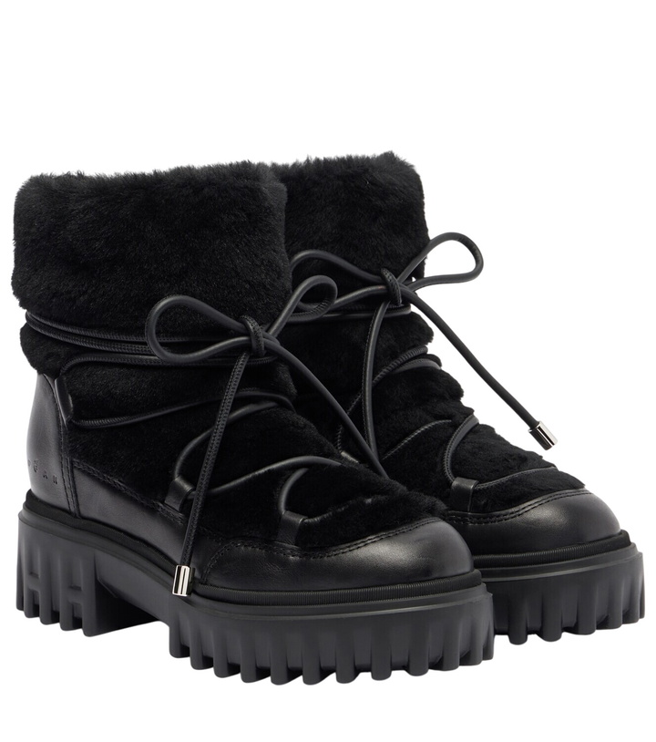 Photo: Hogan Shearling-trimmed leather snow boots