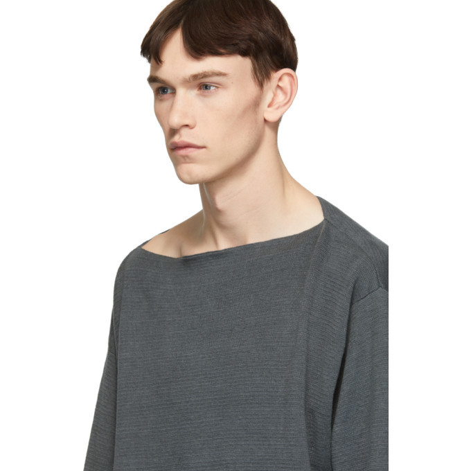 Haider Ackermann Grey Knit Pulau Boatneck Sweater Haider Ackermann