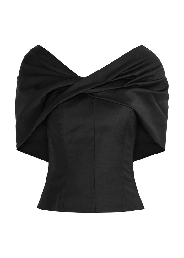 Photo: Tove Orrla Fold-over Wool-blend top Black