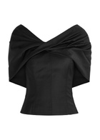 Tove Orrla Fold-over Wool-blend top Black