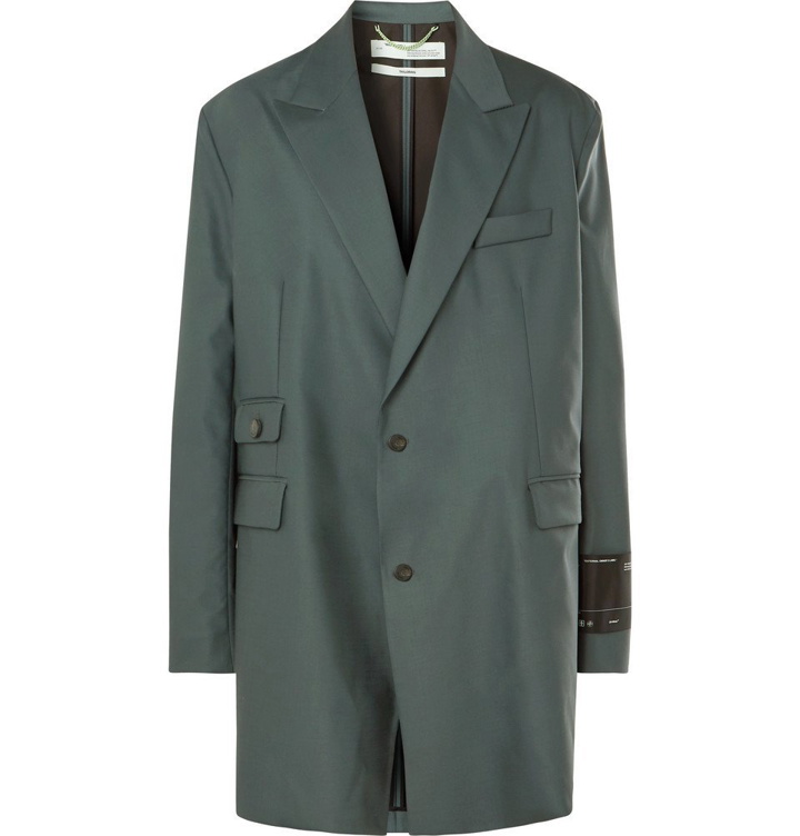 Photo: Off-White - Grey-Green Oversized Virgin Wool-Blend Suit Jacket - Green