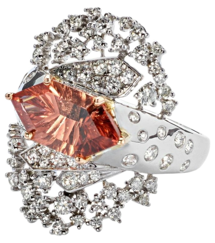 Photo: Ananya 18kt white gold ring with diamonds and tourmaline