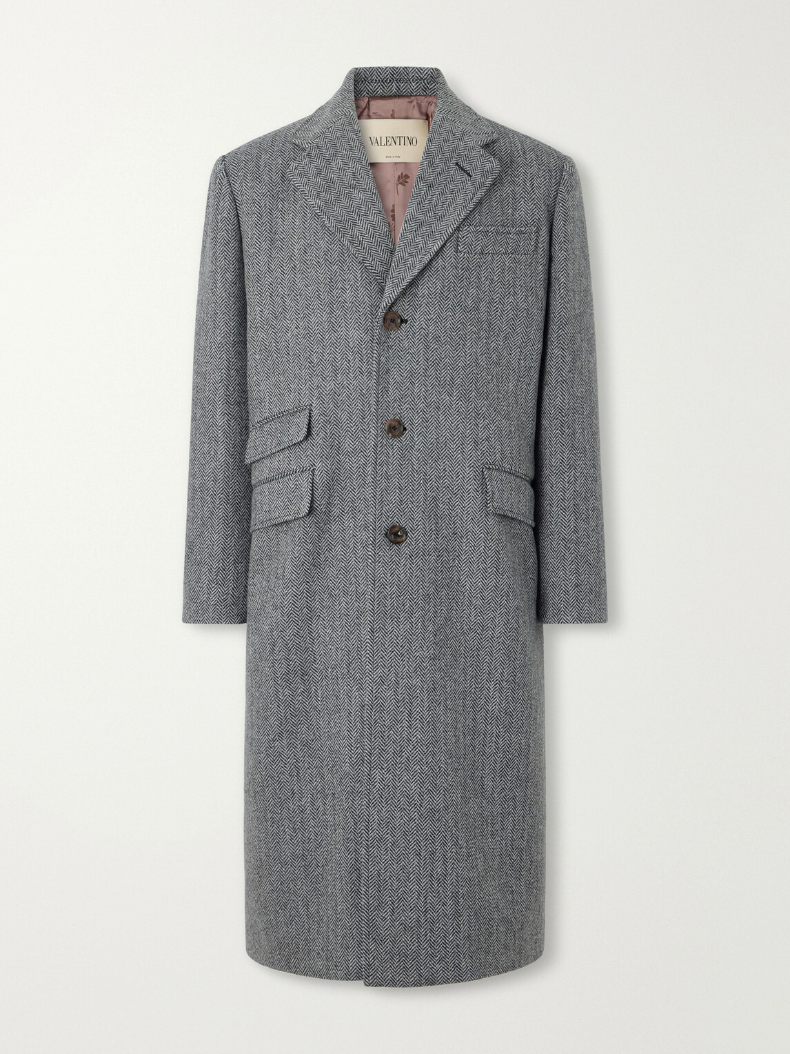Valentino Garavani - Herringbone Virgin Wool Coat - Gray